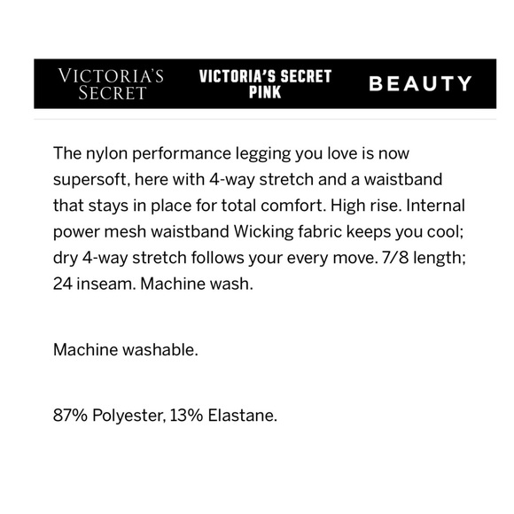 Victoria’s Secret 7/8 Leggings, Size Medium - Picture 3 of 3